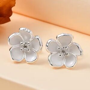 Diamond Accent Floral Sterling Silver Earrings